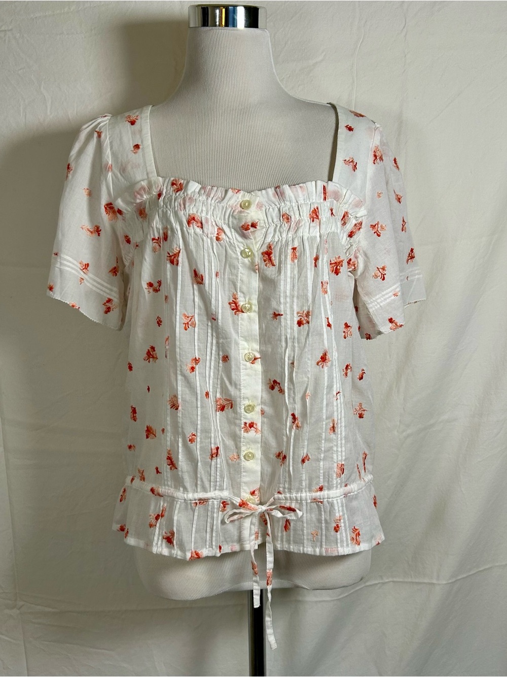 Trovata Birds Of Paradis Lorita Azalea Embroidery Top Blouse Sz M